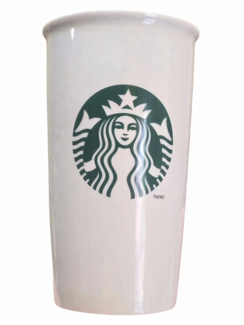 HTF☕Starbucks 2014 Classic White Ceramic Double Wall Travel Mug 12 oz Tall Siren